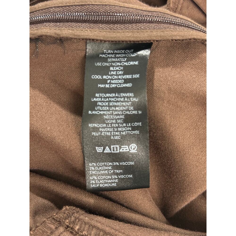 Maeve High Rise Split Front Velvet Skinny Pants Brown Holiday Party Stretch Sz M - Picture 12 of 14